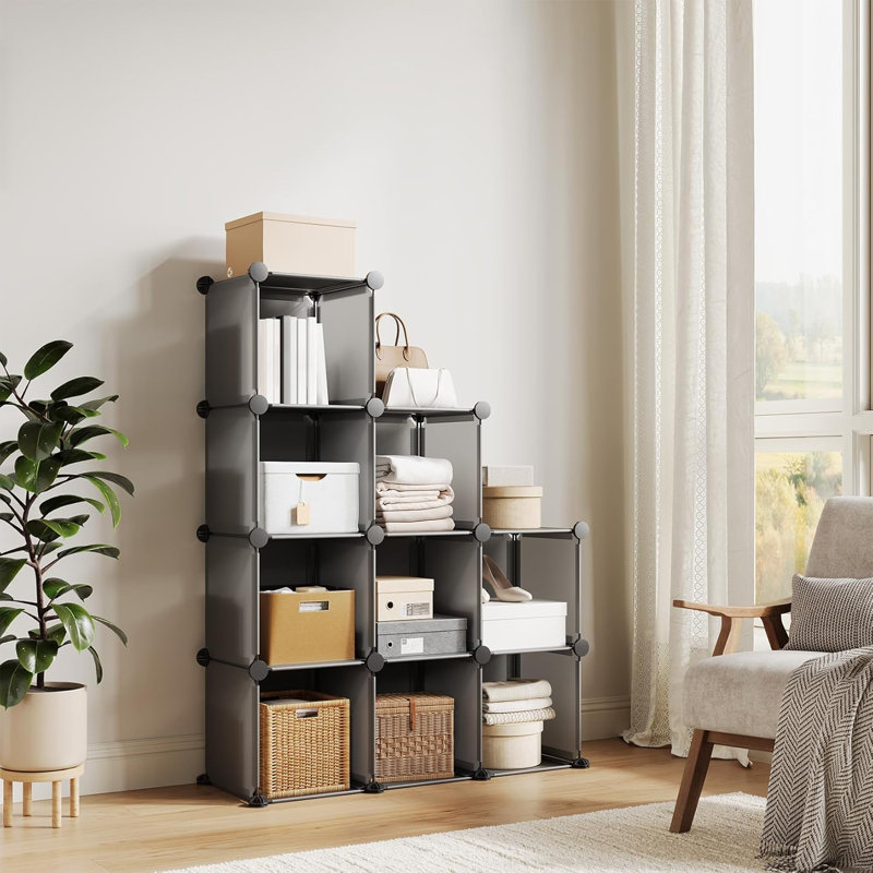 Cube Storage Organizer - Heavy-Duty Modular Cube Shelf, 11.8" x 11.8" x 11.8" Stackable DIY Closet Shelves with Anti-Tip Feet & Tool Kit