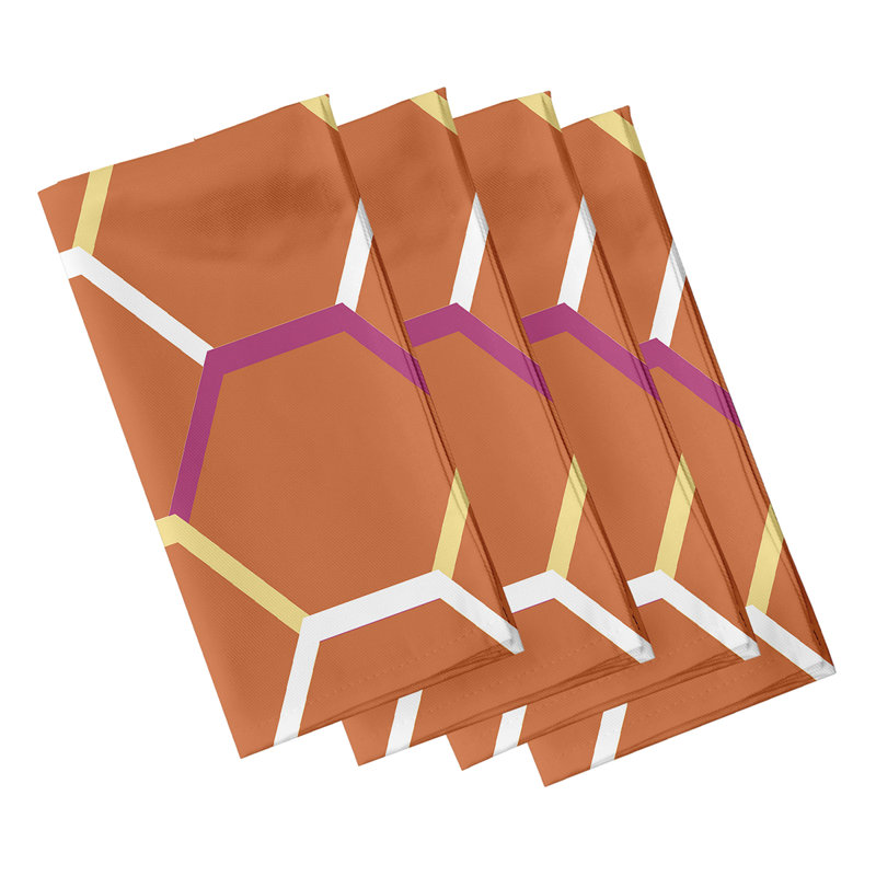 Ladaruis Polyester Geometric Square Napkin, Orange
