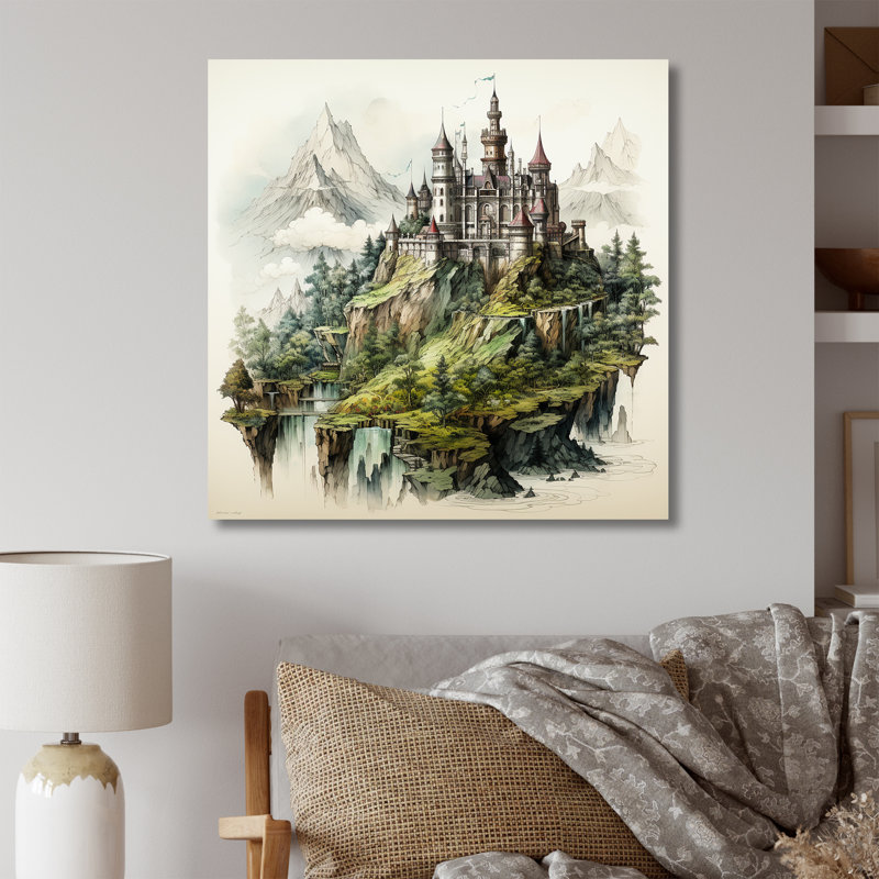Dessin mystique d'un château II - impression sur toile, H 24 po x l 24 po x P 1 po, Toile tendue