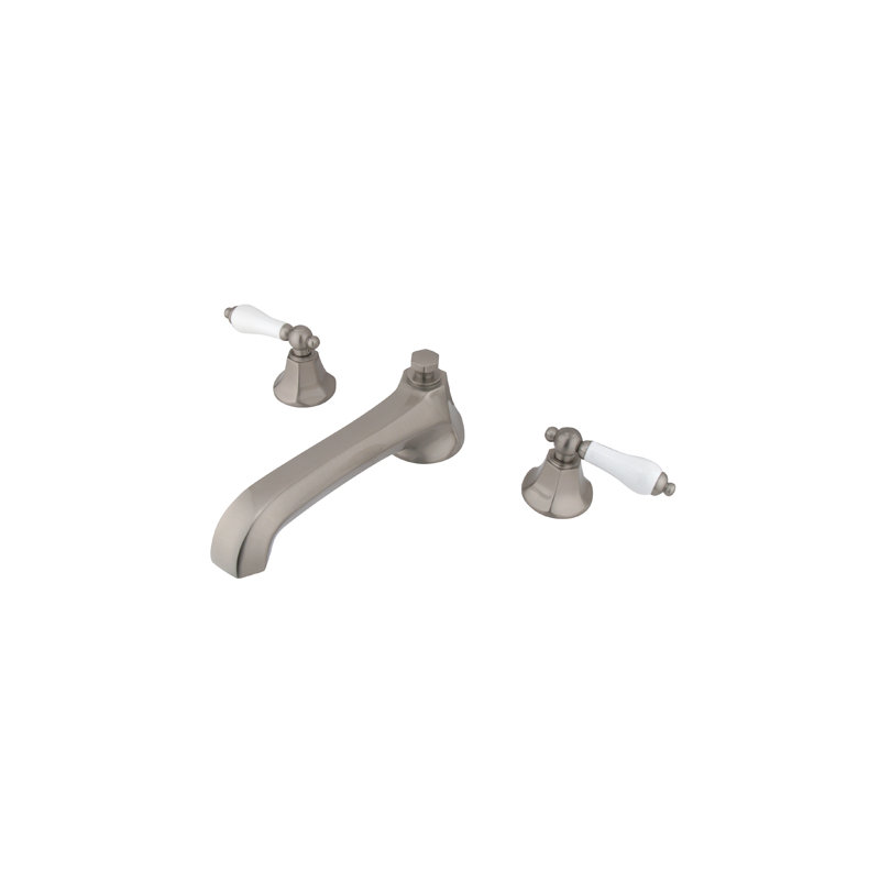 Metropolitan Double Handle Deck Mounted Roman Tub Faucet, Satin Nickel