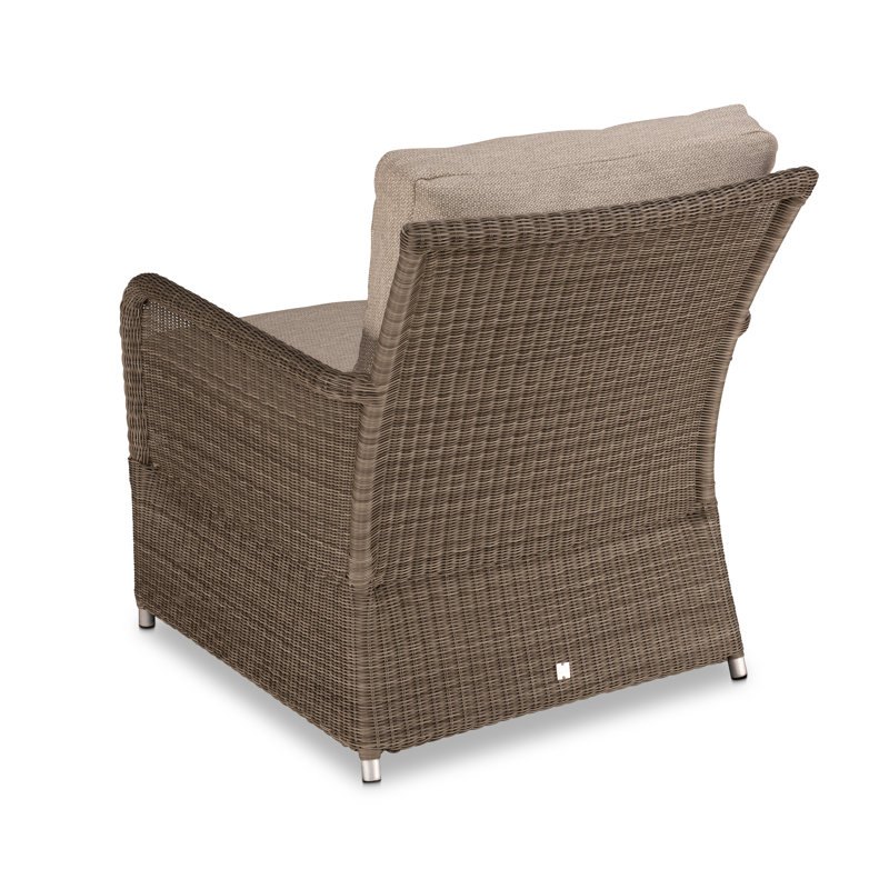 Fauteuil club en osier avec coussins Dune Stafani, gris