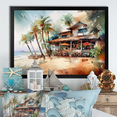 Tropical Beach House - art mural de plage côtière pour le salon