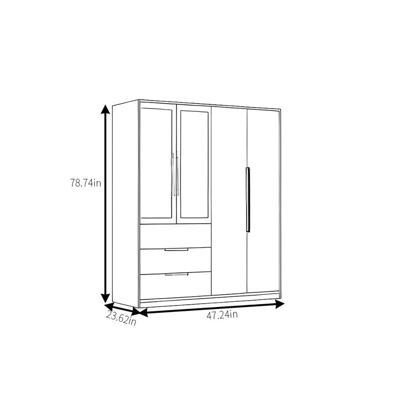 Garde-robe simple et pratique, H 78,74 po x l 47,24 po x P 23,62 po