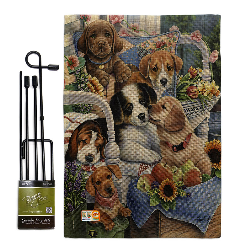 Polyester à 2 côtés 19 x 13 po country pup drapeau de jardin