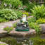 Statue de jardin grenouille sur pierre avec lotus