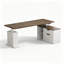 Bureau assis-debout en L de style campagnard de 170 cm avec station de recharge, bureau d'angle réglable en hauteur avec tiroirs de rangement-1491869977