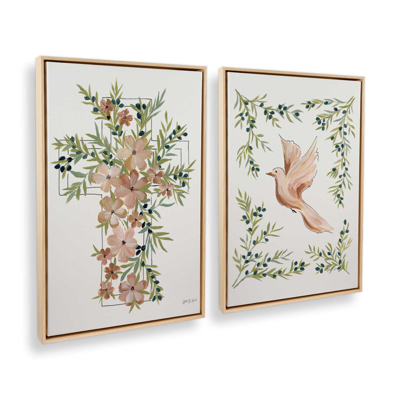 «Grace in Bloom», ensemble de 2 impressions sur toile, Érable américain, Impression encadrée sans passe-partout
