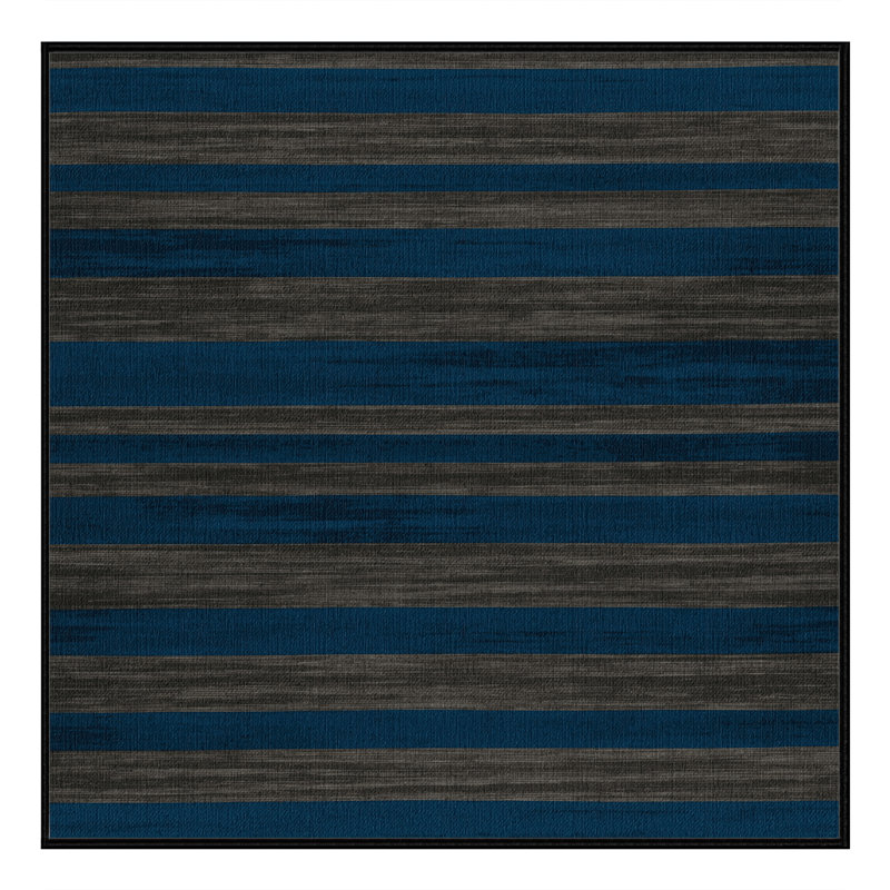 Tapis vert à rayures horizontales lavable à la machine, Carré 7 pi