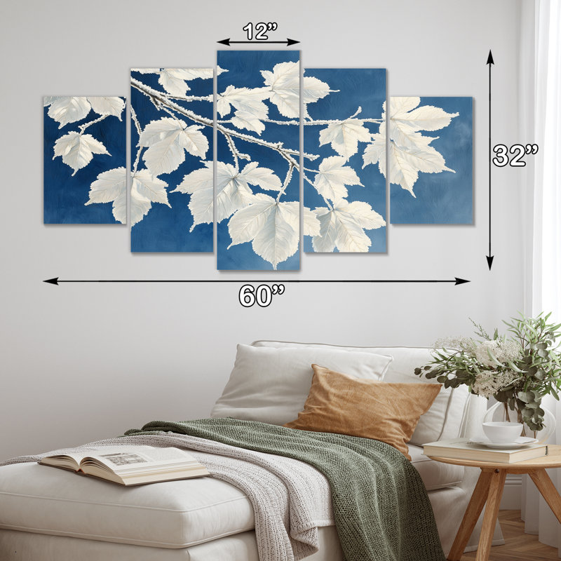 Blanc givré feuilles Brances II - art givré - ensemble de décoration murale traditionnelle diamant