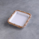 VIDA Bamboo Guest Towel Holder (White And Natural)