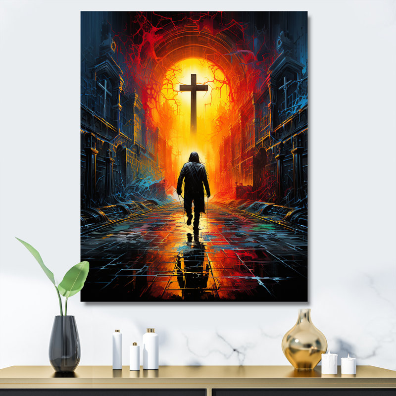 «Jesus Resurg», art brut mural, Black Picture Framed, 32" H x 24" W