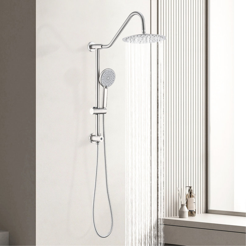 Pomme de douche à pluie 10 po avec douchette - Conception ergonomique et pratique en nickel brossé et expérience de détente