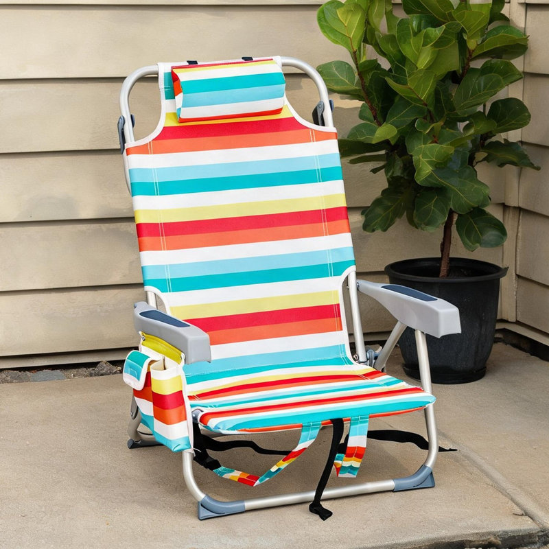 Chaise de plage en aluminium avec revêtement en polyester 600D et dossier inclinable à cinq positions pour une utilisation à l'extérieur