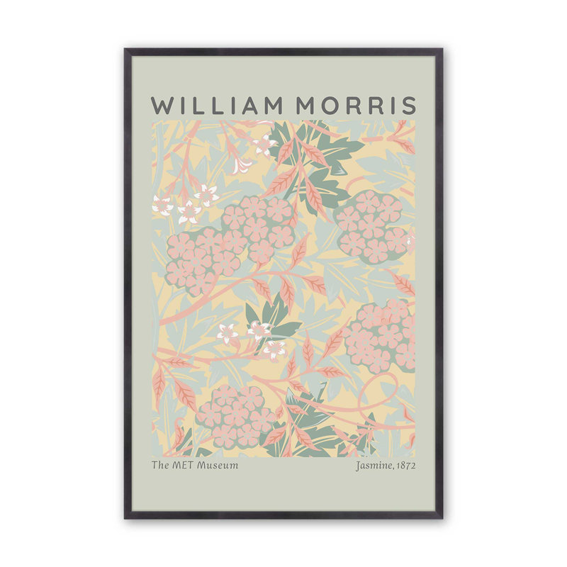 «Soft Sage Jasmine» par William Morris, reproduction, H 15,25 po x l 12,25 po, Cadre photo simple en zinc patiné