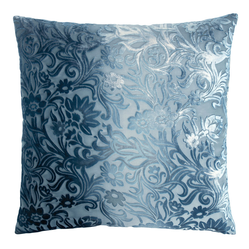 Prospect Park Square Velvet Pillow Cover & Insert, 20" x 20", Denim