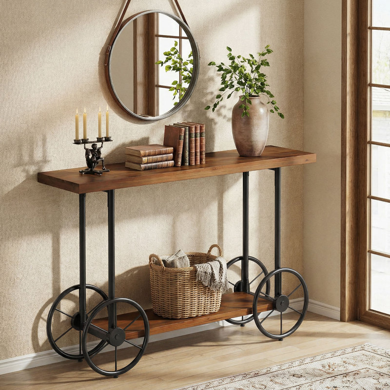 47" Console Table for Entryway with 2-Tier Open Storage Shelf
