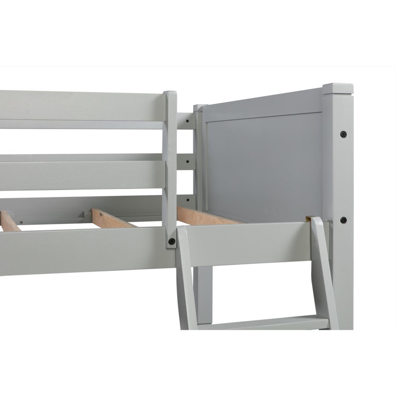 Azair Kids Twin Over Twin Bunk Bed, Gray
