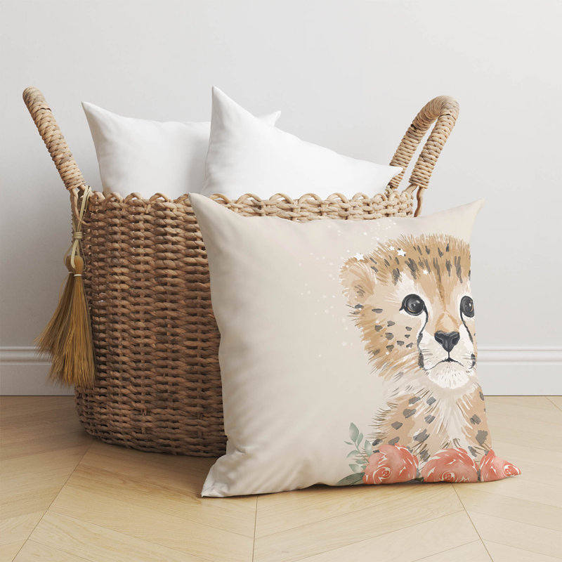 Lil Leopard Ivory Pillow, 16" H x 16" W