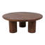 Table basse ronde en bois de manguier, conception moderne, fabrication solide, pieds cylindriques faits à la main, style minimaliste, matériau naturel, détail artisanal, accent contemporain, meuble de salon-351466632