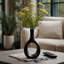 Modern Ceramic Abstract Table Vase for Home Decor - Sculptural Open Cut Out Flower Vase for Entryway, Living Room, or Bedroom - Black-89110040-90639818