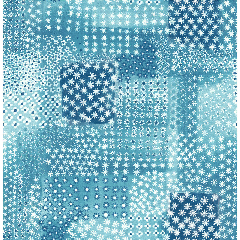 Papier peint embossé fleur 3d 33 pi x 20,5 po Elouise, Indigo