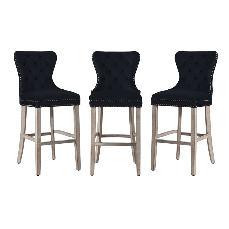 Tabouret de bar et de comptoir Kirsten, Gris, Noir, Tabouret de bar (siège d'une hauteur de 29 po)