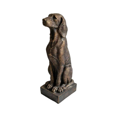 Vintage Bronze Sitting Hound Dog Statue, 29''  Resin Hunting Dog Sculpture Decor for Farmhouse Living Room Entryway Table Shelf Indoor Home Decor Rustic Western Dog Figurine Gift for Hunter Dog Lover