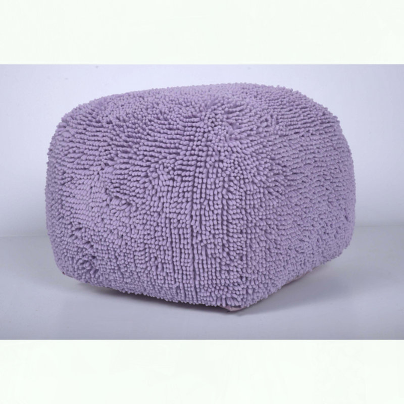 Microfiber Chenille Square Pouf with Lavender Color, Lavender