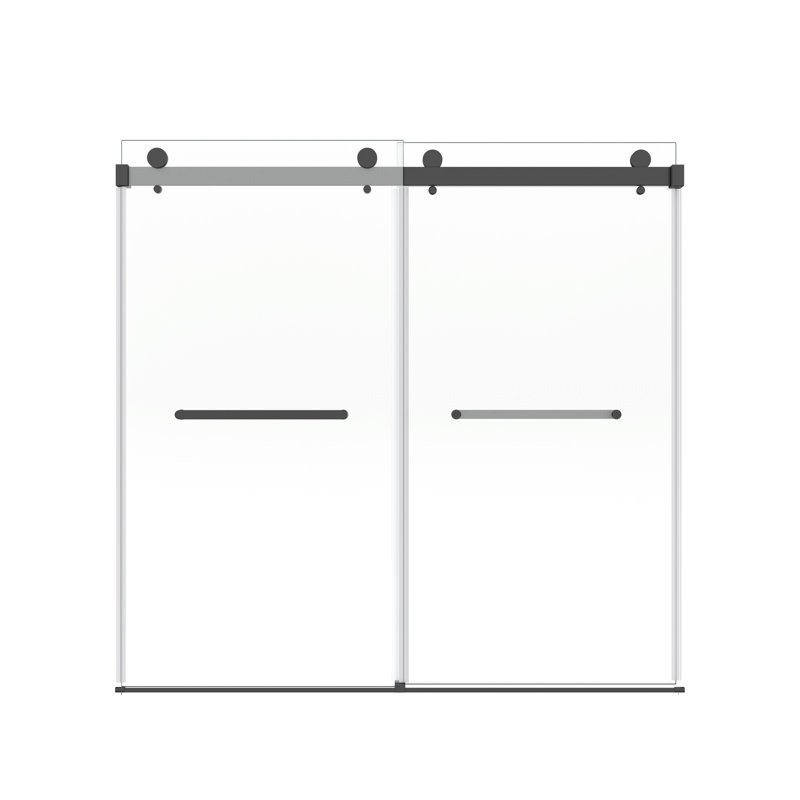 56-60" W x 60" H Frameless Bathtub Shower Door, Double Sliding Tub Shower Door with Tempered Glass 5/16"(8mm), Duty Stainless Steel Hardwares, Matte Black