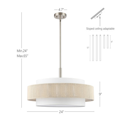 Reenat 5-Light Dimmable Drum Chandelier
