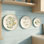 Ensemble de 3 assiettes murales en céramique vert et blanc American Art Decor Brunch Club