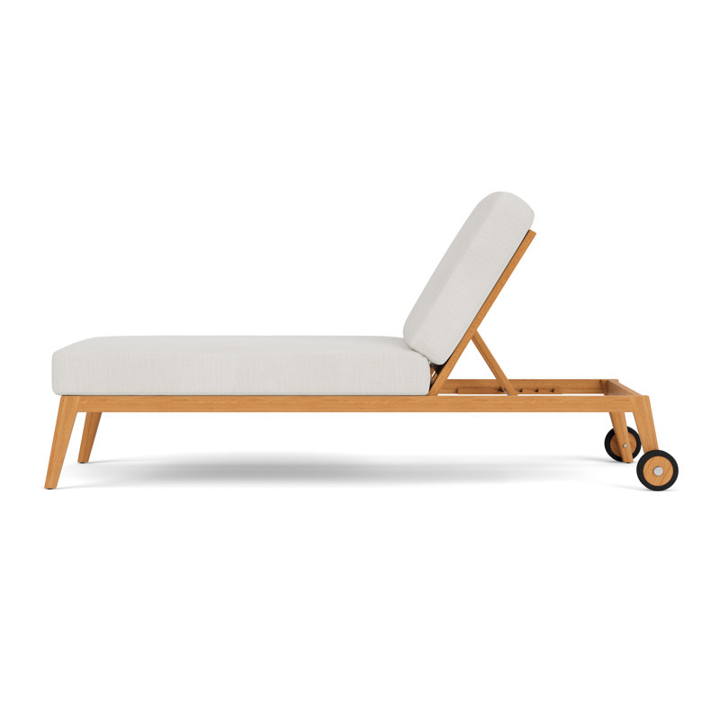 Alpine Outdoor Teak Chaise Lounge, Rollo Linen