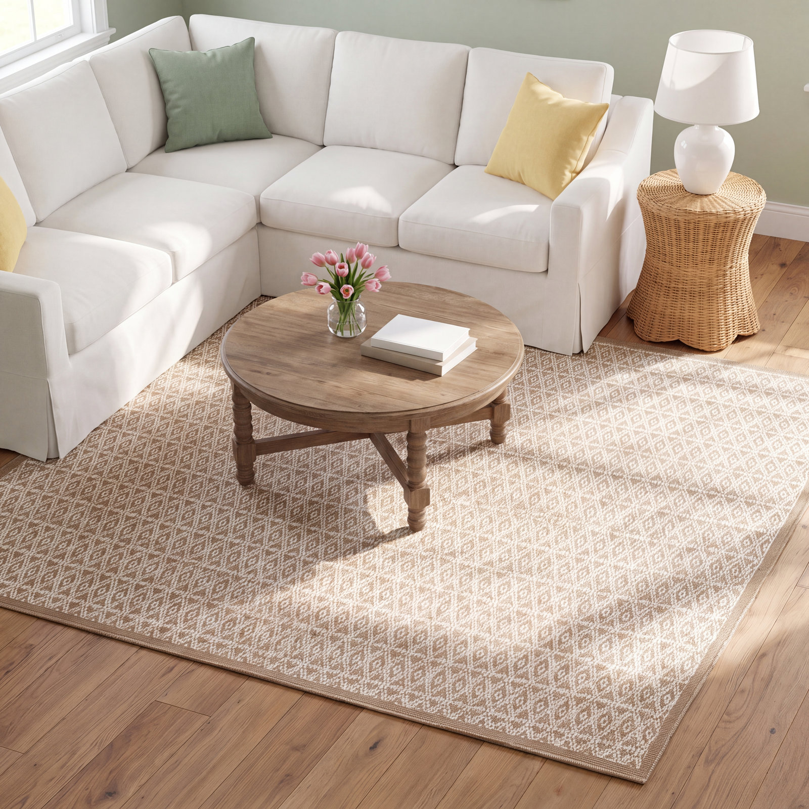 Bare Natural Handwoven Cotton Rug, Rectangle 5' x 8'