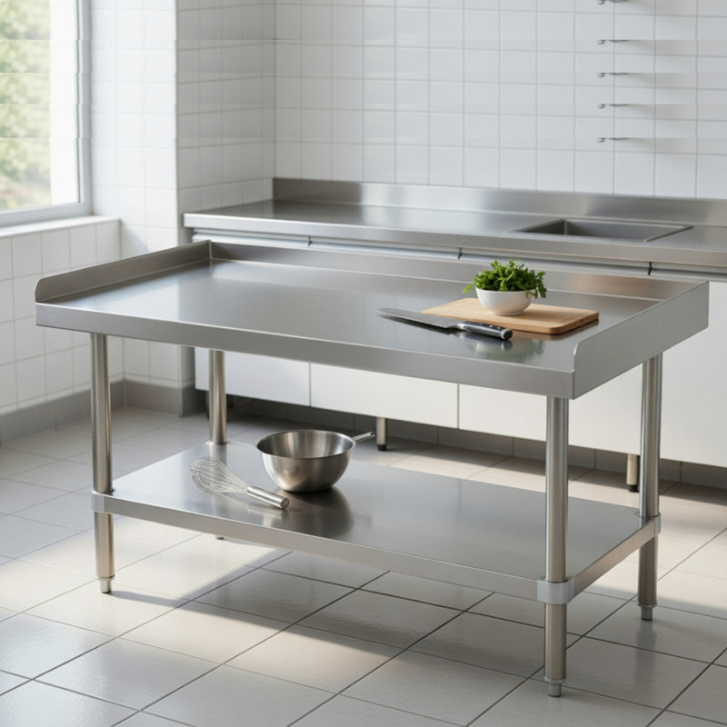 Support pour table de mixage et équipement de haute qualité en acier inoxydable de calibre 18 H 24 po x l 48 po x P 24 po Express KitchQuip