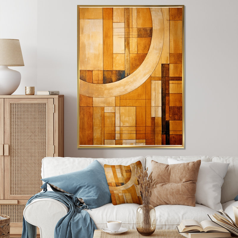 Bronze Brilliance Symetry II - formes abstraites, impressions sur toile, H 44 po x l 34 po x P 1,5 po, Cadre flottant doré