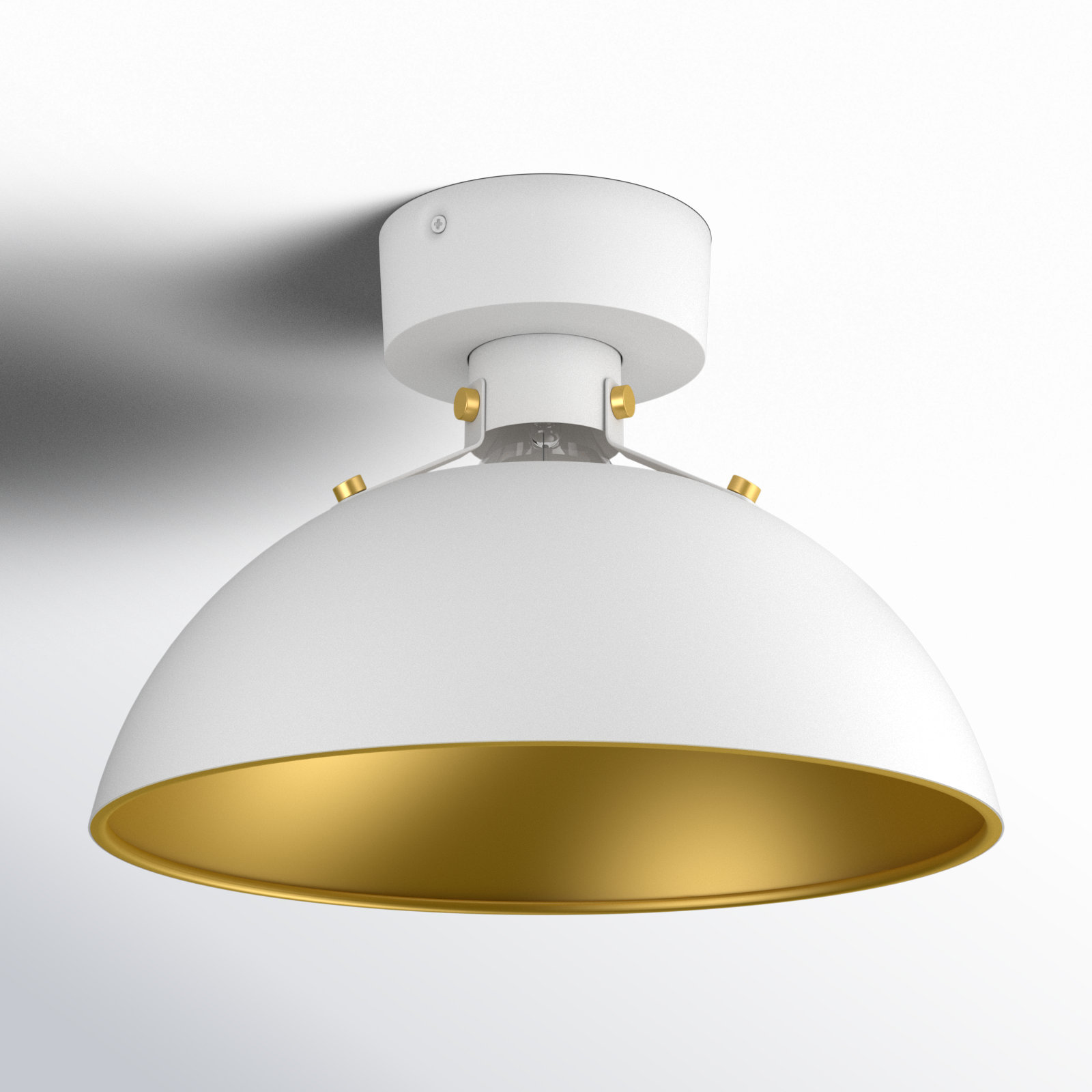 Argente Single Light Flushmount, White/Satin Brass
