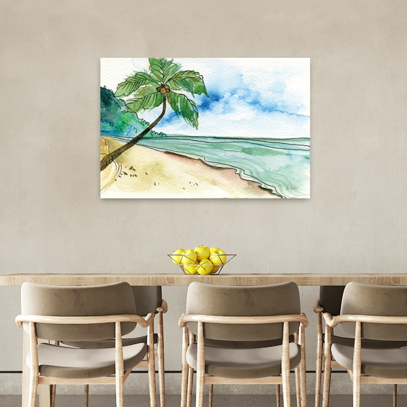 Généré, image abstraite, palmier, bord de mer, art mural, H 24 po x l 36 po
