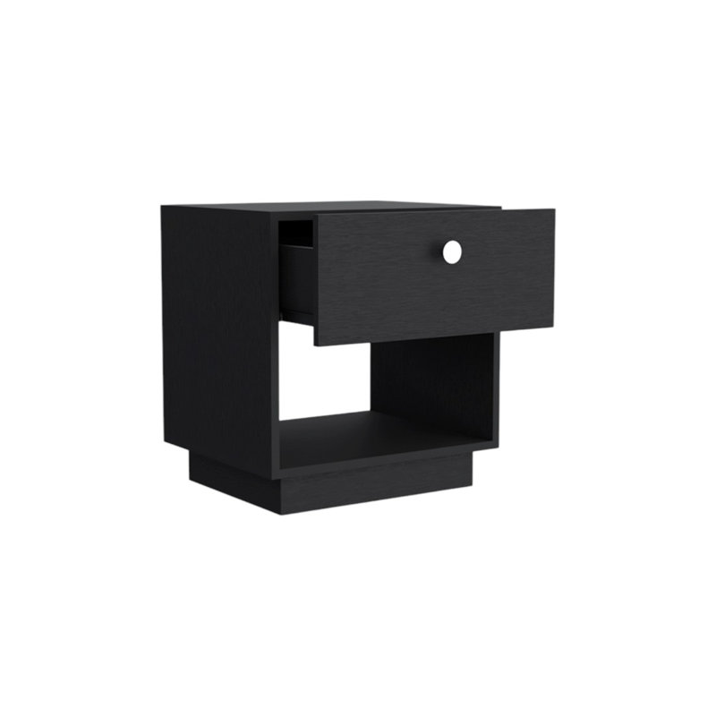 Normant 20" Black Wood One Drawer Nightstand
