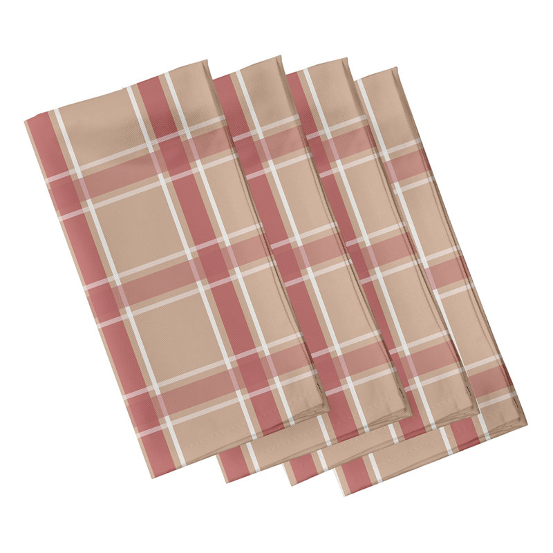 Ensemble de serviettes géométriques 4 pièces Abigail, L 18 po x L 18 po, Taupe / corail
