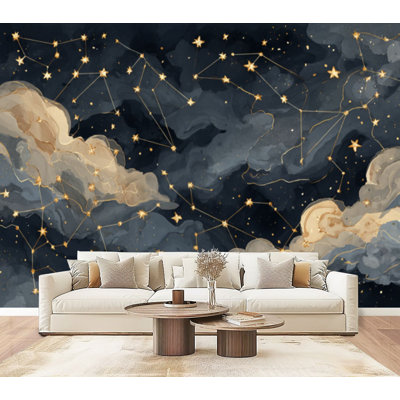 Papier peint adhésif Peel and Stick Peaceful Abstract Constellations Cosmic Dust