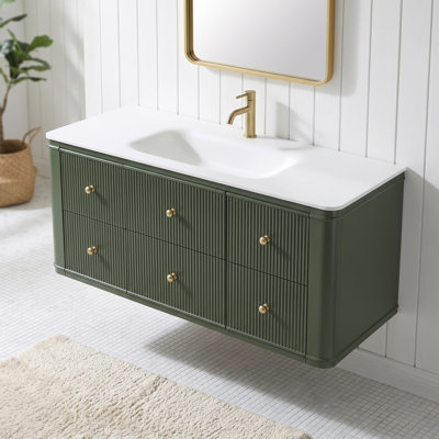 Wall Mounted Single Vanity Bathroom Vanity With Acrylic Top