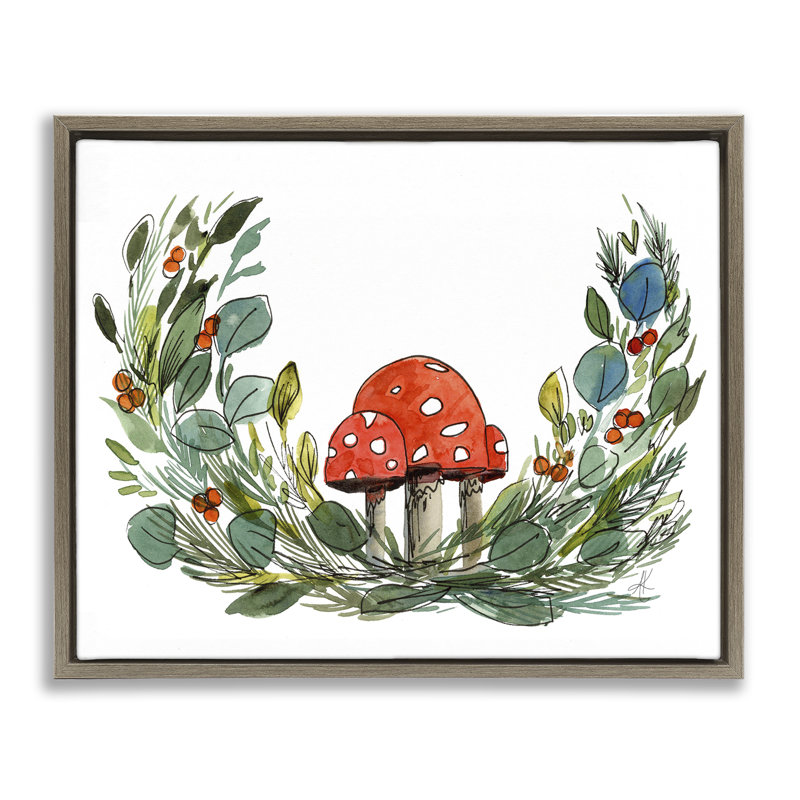 Art mural encadré champignon et champignon par Alexandria Gilbert Kincaid, Cadre flottant orme Montalcino, H 17 po x l 21 po