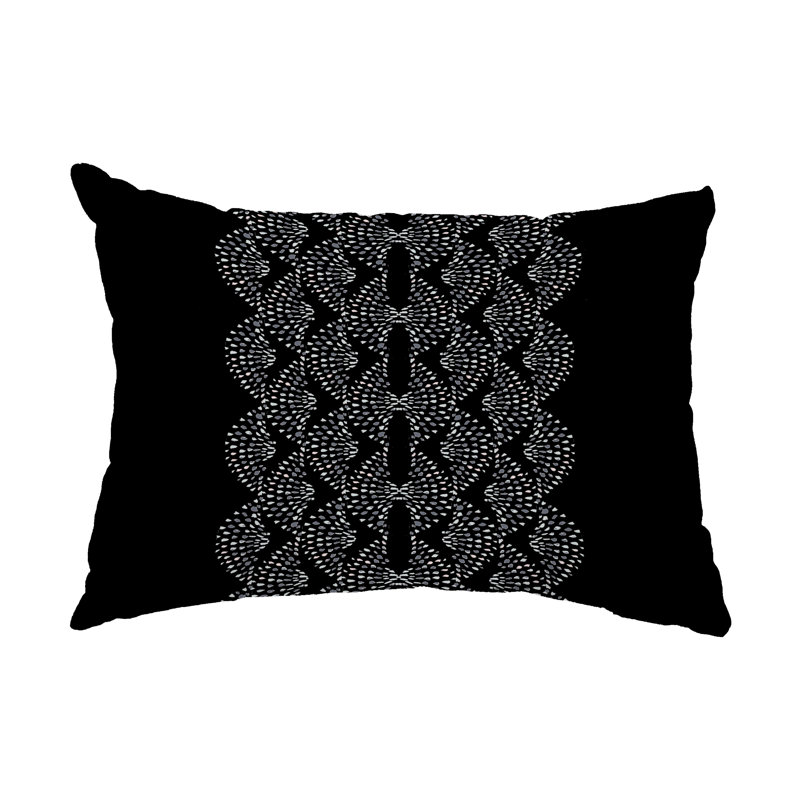 Dotted Geometric Outdoor Reversible Throw Pillow, Black