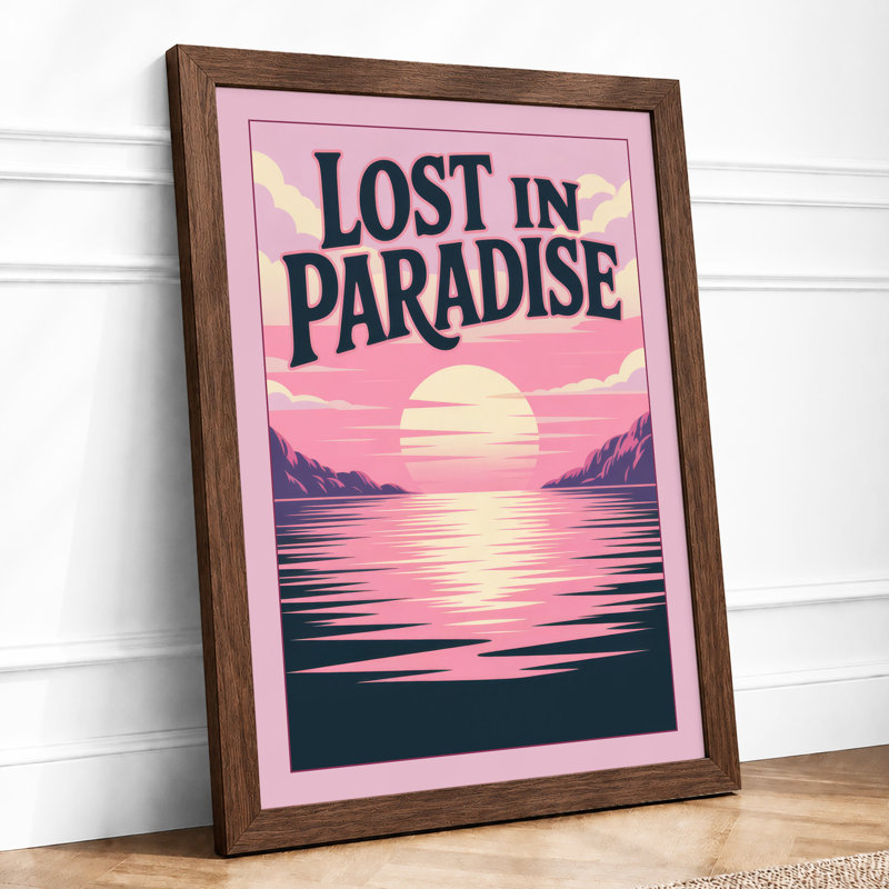 Lost in Paradise Coastal - Framed Print, A4 - 29.7 x 21.0 cm, Walnut