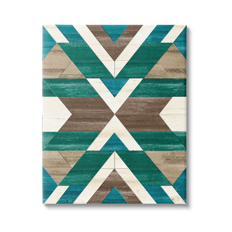 Art giclée vert à motif géométrique aztèque par Erica Billups, H 48 po x l 36 po x P 1,5 po, Toile tendue
