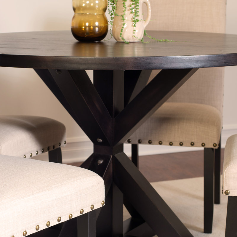 Ensemble de salle à manger 5 pièces, table à manger croisée avec 4 chaises élégantes, Beige
