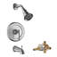 Système de garniture de douche Kree Sweep: pomme de douche ronde de 3,25 po, ensemble de poignées simples, bec de baignoire et soupape brute inclus - nickel brossé-36865922