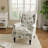 Duward Plants Beige Floral Upholstered Wingback Accent Chair with Nailhead Trim-1037287653
