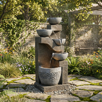 Outdoor Fountain with Lights