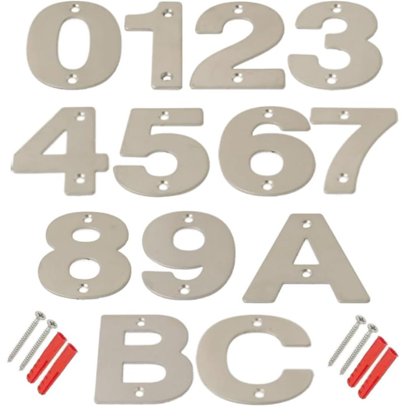 6 Inch SS Door Numbers 15cm H Staineless Steel House Letters And Numbers, A